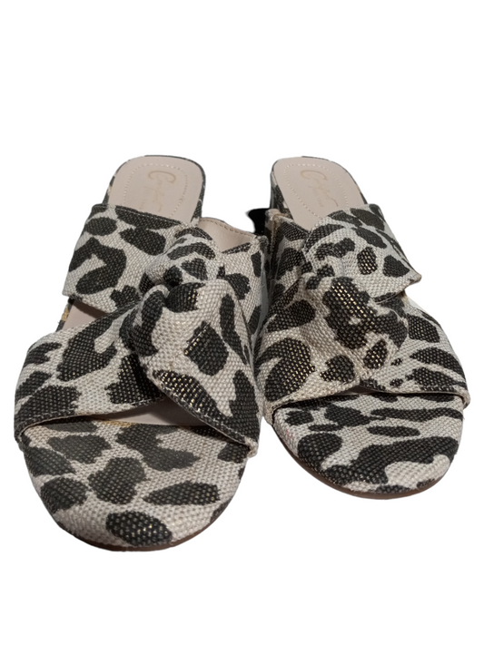 Animal Print Sandals Heels Block Comfort Casual, Size 7