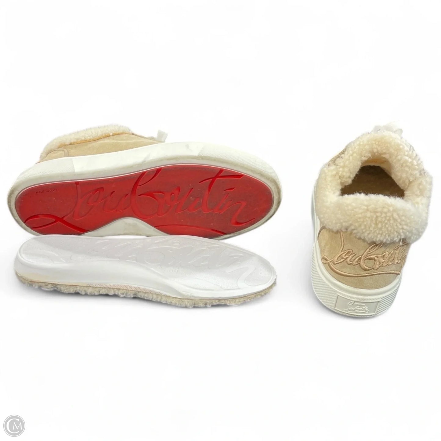 Shoes Luxury Designer By Christian Louboutin In Tan, Size: 9