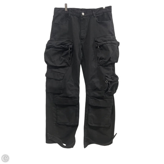 Jeans Wide Leg By Zara In Black Denim, Size: Xl