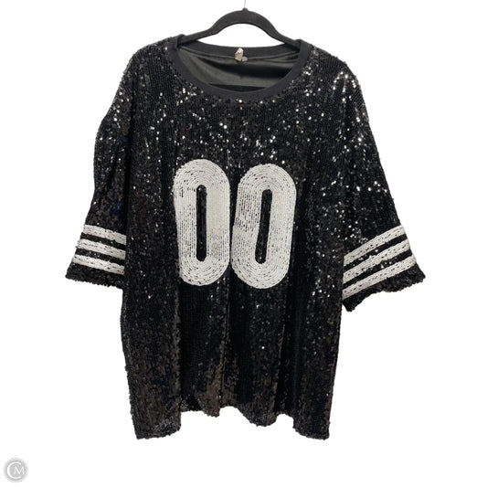 Blouse Short Sleeve By Cato In Black & White, Size: 1x