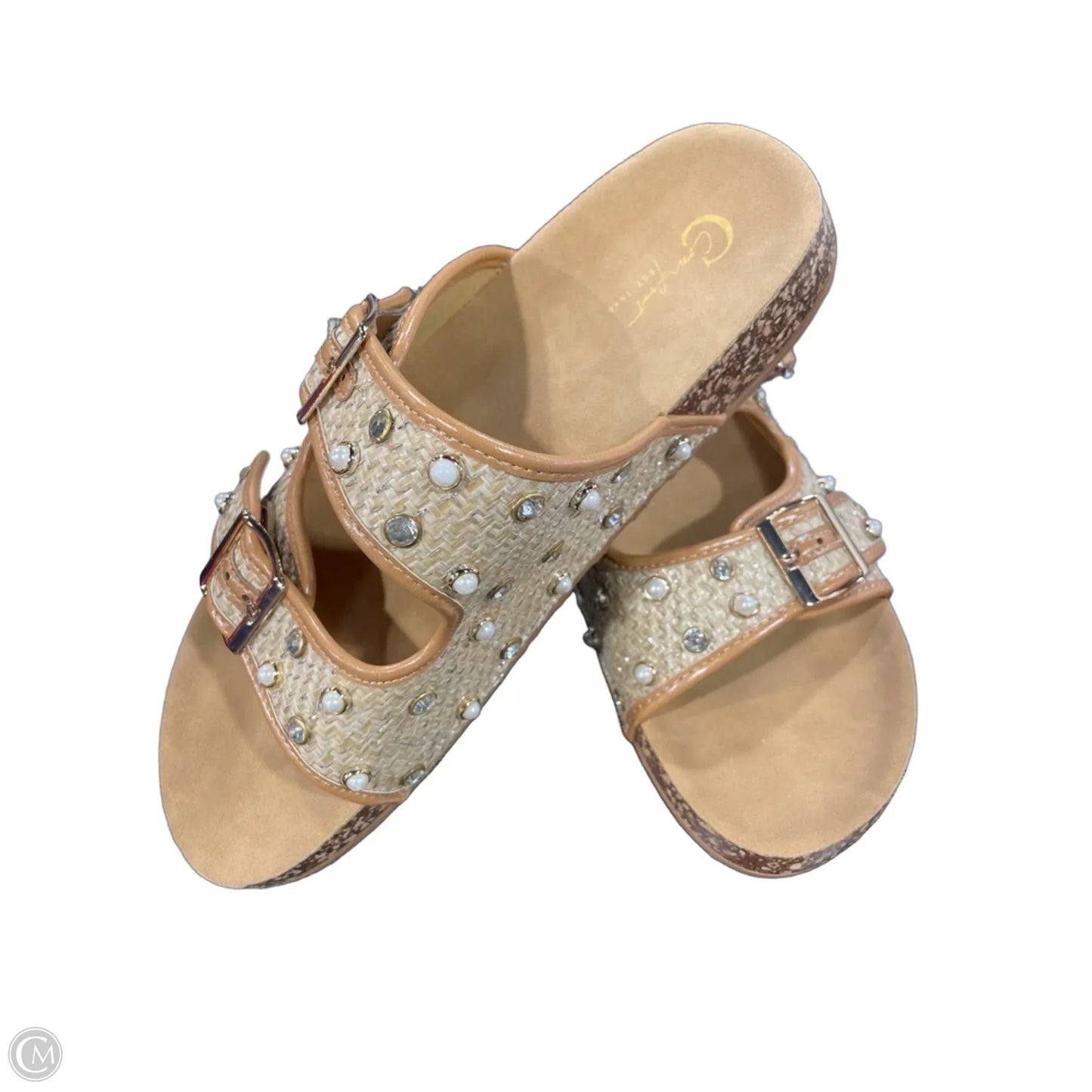 Sandals Flats By Comfort Casual In Brown & Cream, Size: 10