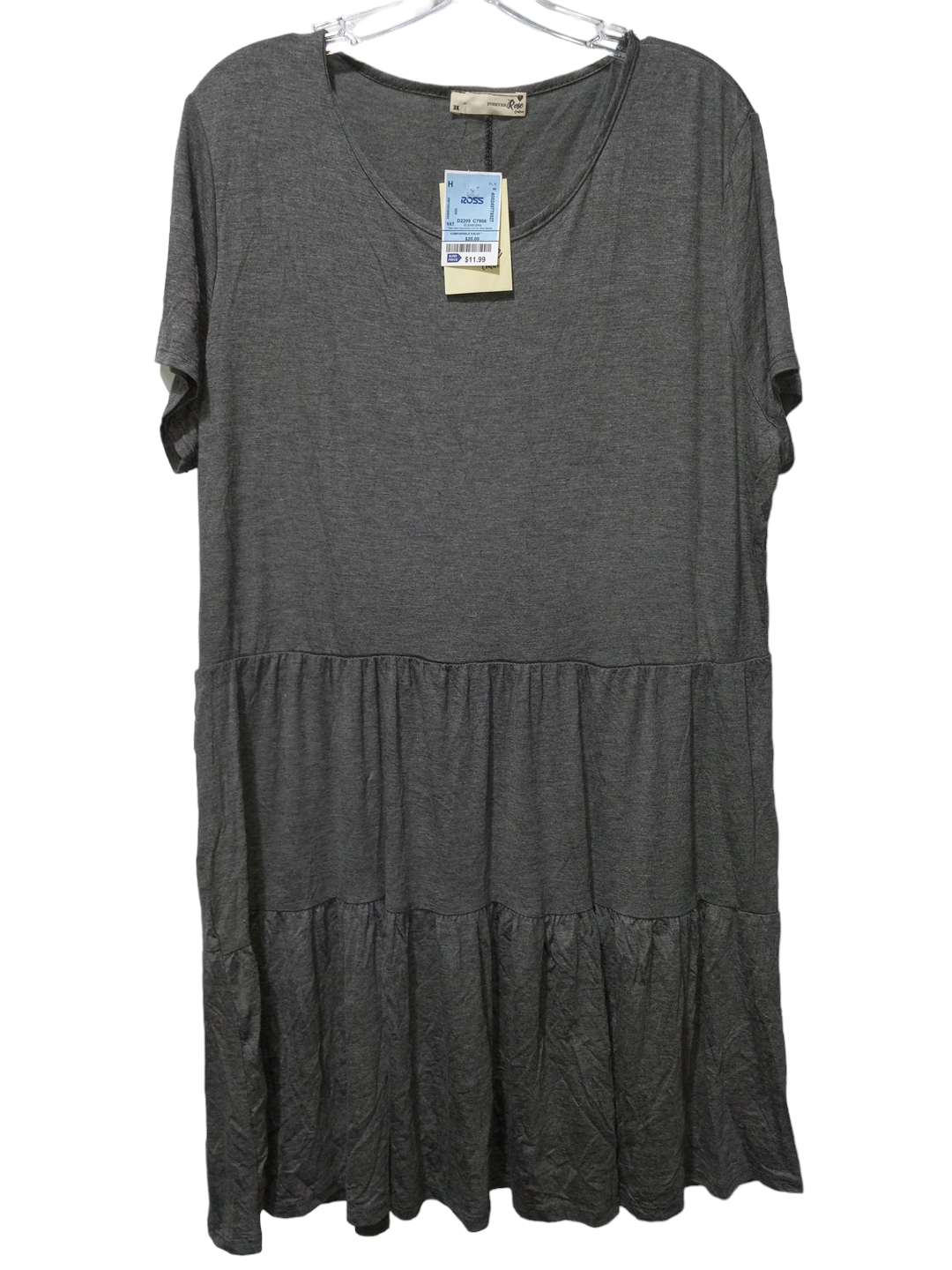 Grey Dress Casual Short Forever, Size 3x