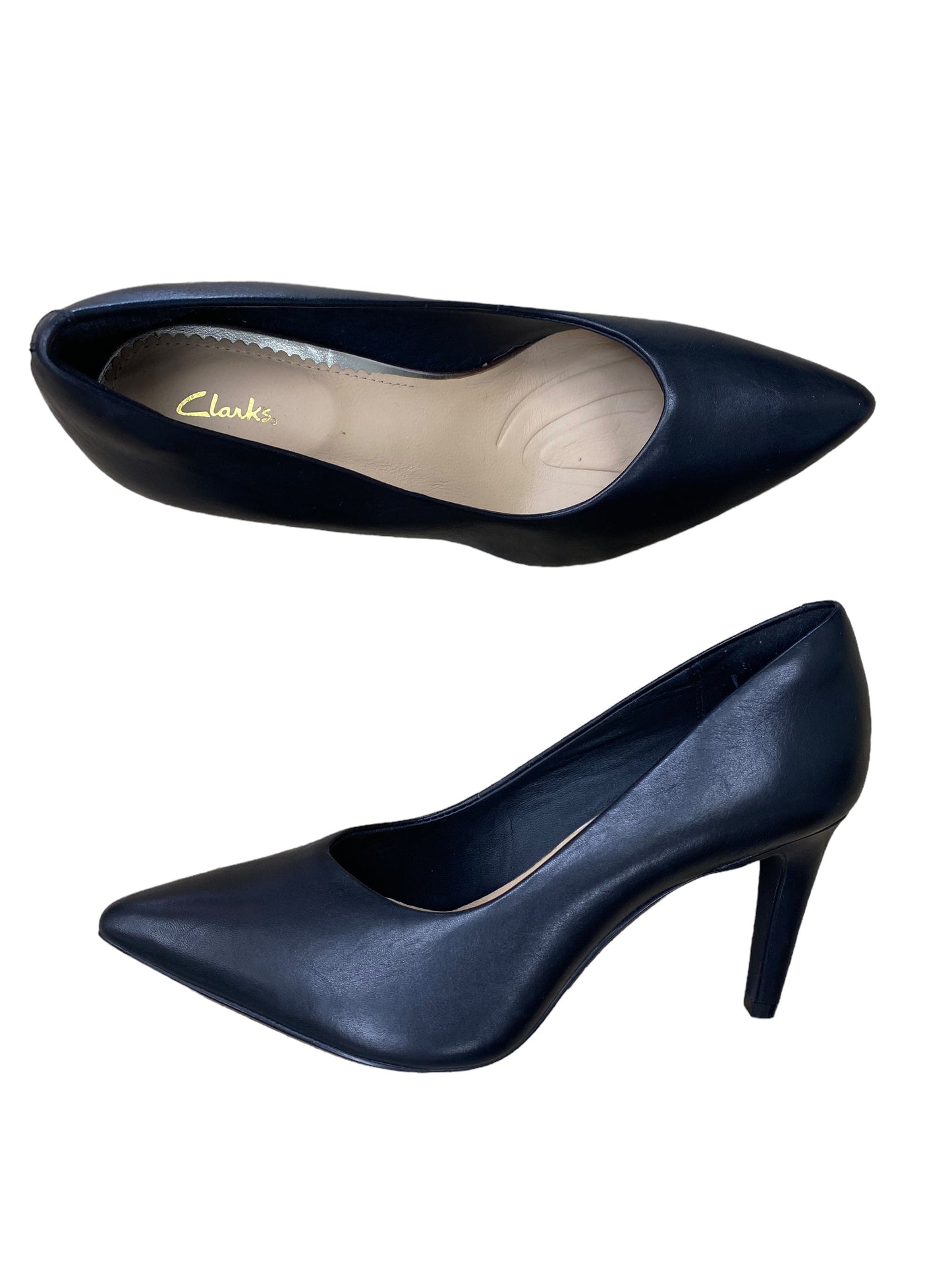 Black Shoes Heels Stiletto Clarks, Size 6.5