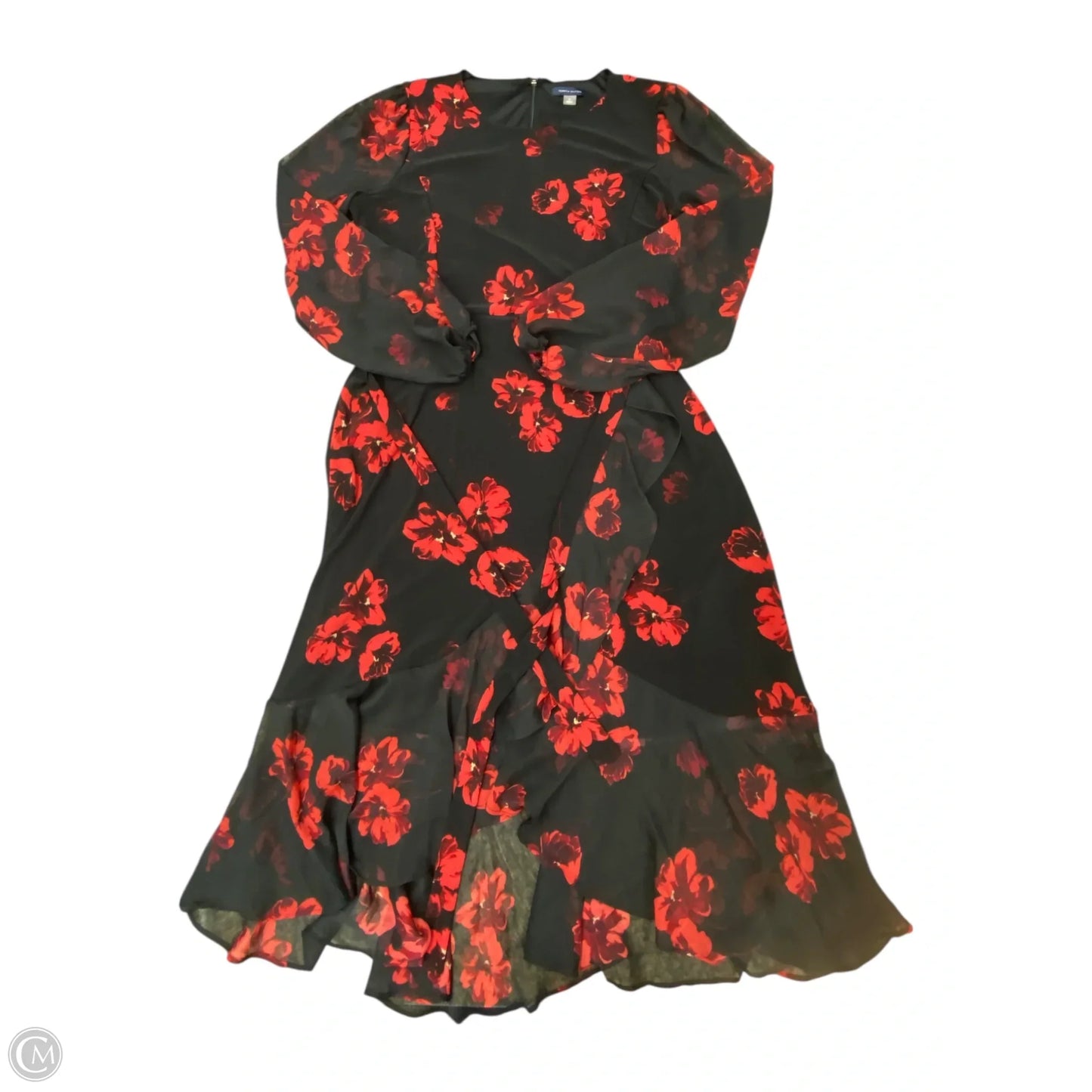 Dress Party Long By Tommy Hilfiger In Black & Red, Size: 14