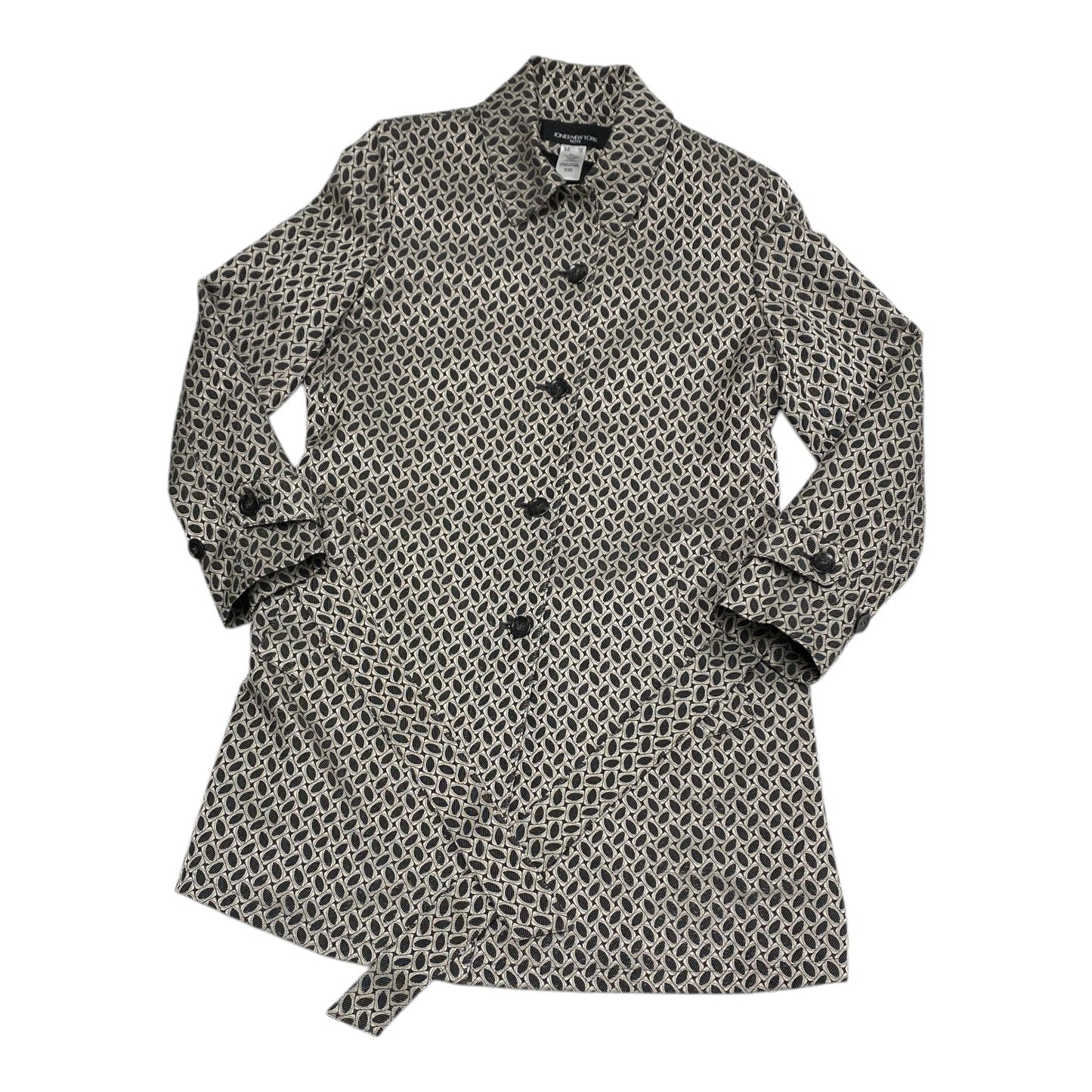 Coat Trench Coat By Jones New York In Black & Grey, Size: Mp