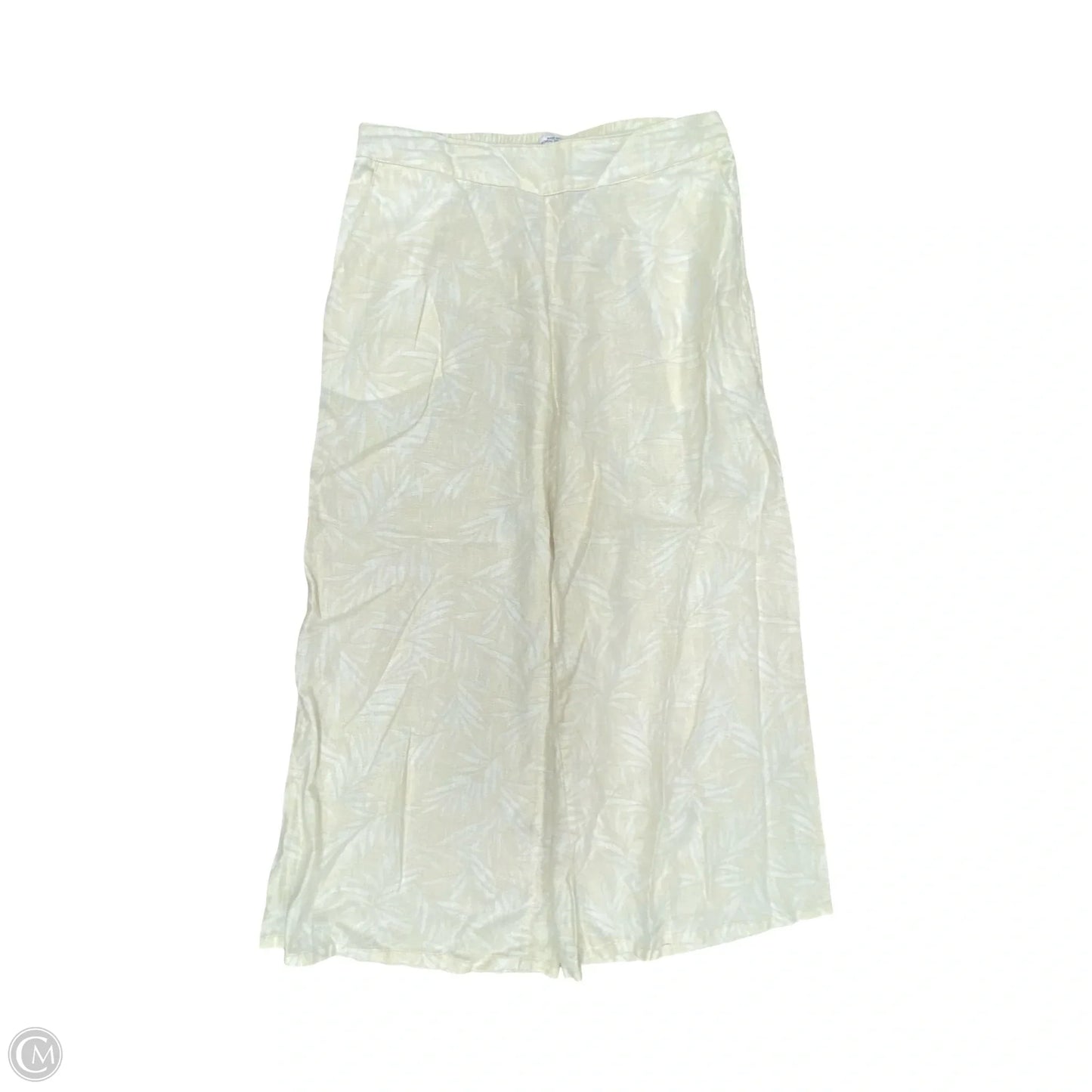 Pants Linen By Nicole Miller In White & Yellow, Size: L