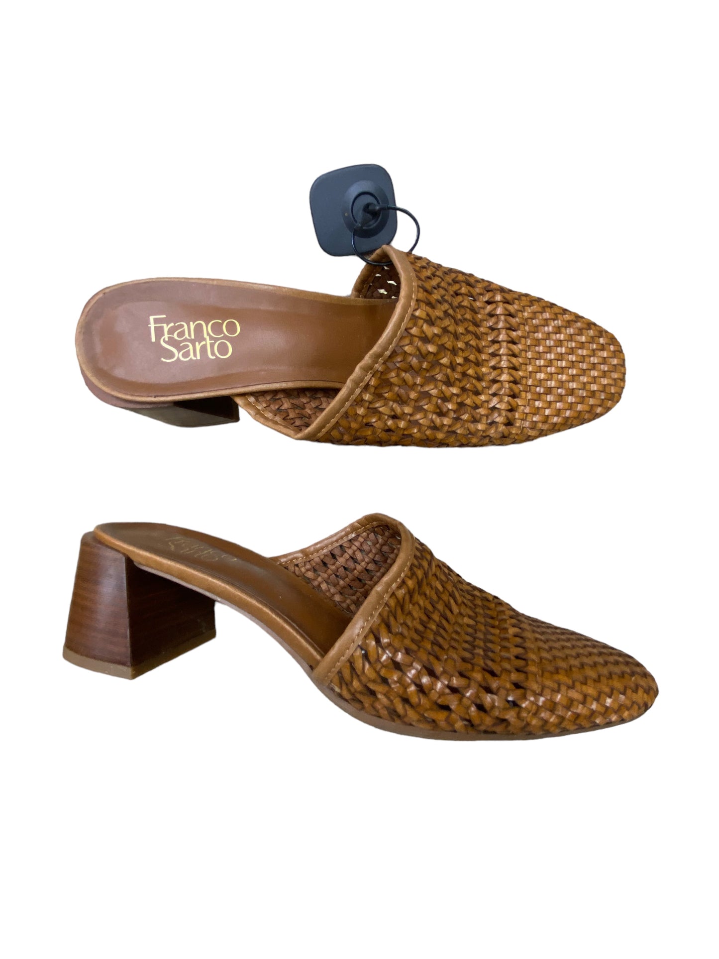 Brown Sandals Heels Block Franco Sarto, Size 8.5