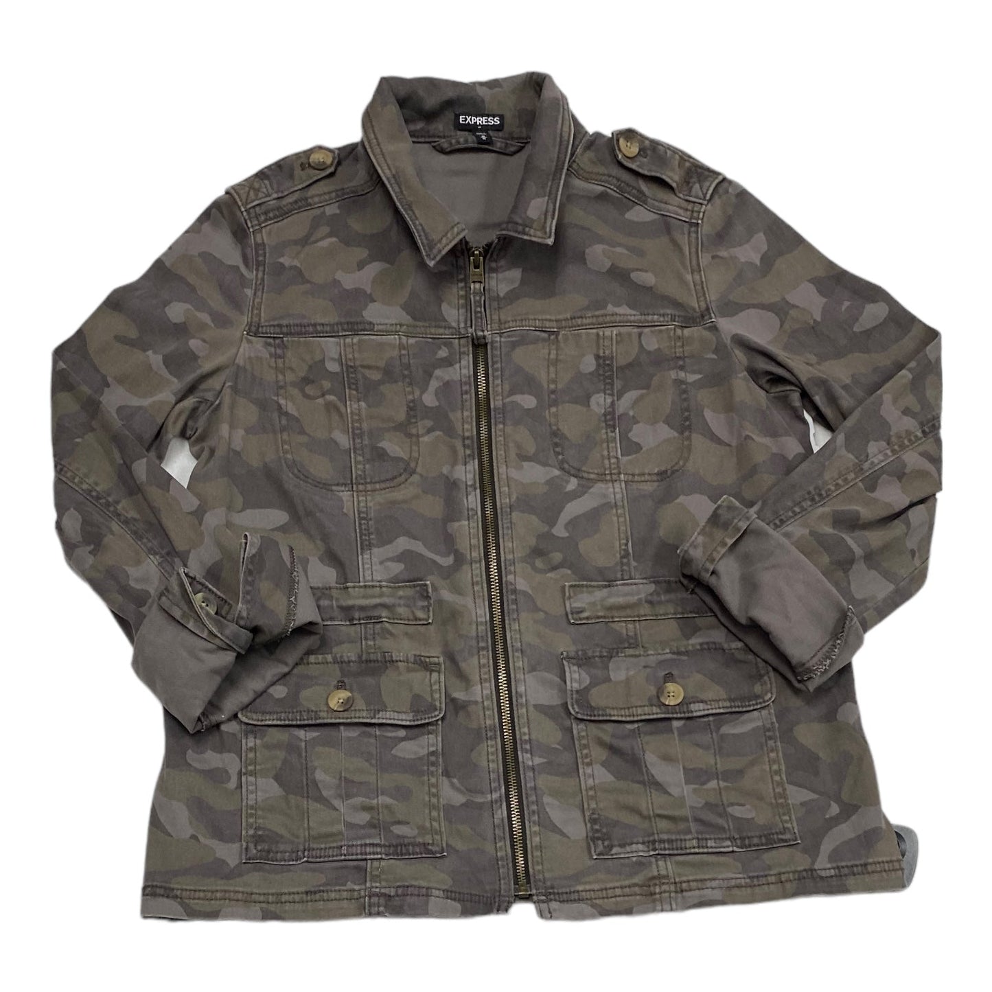 Jacket Denim By Express In Camouflage Print, Size: M