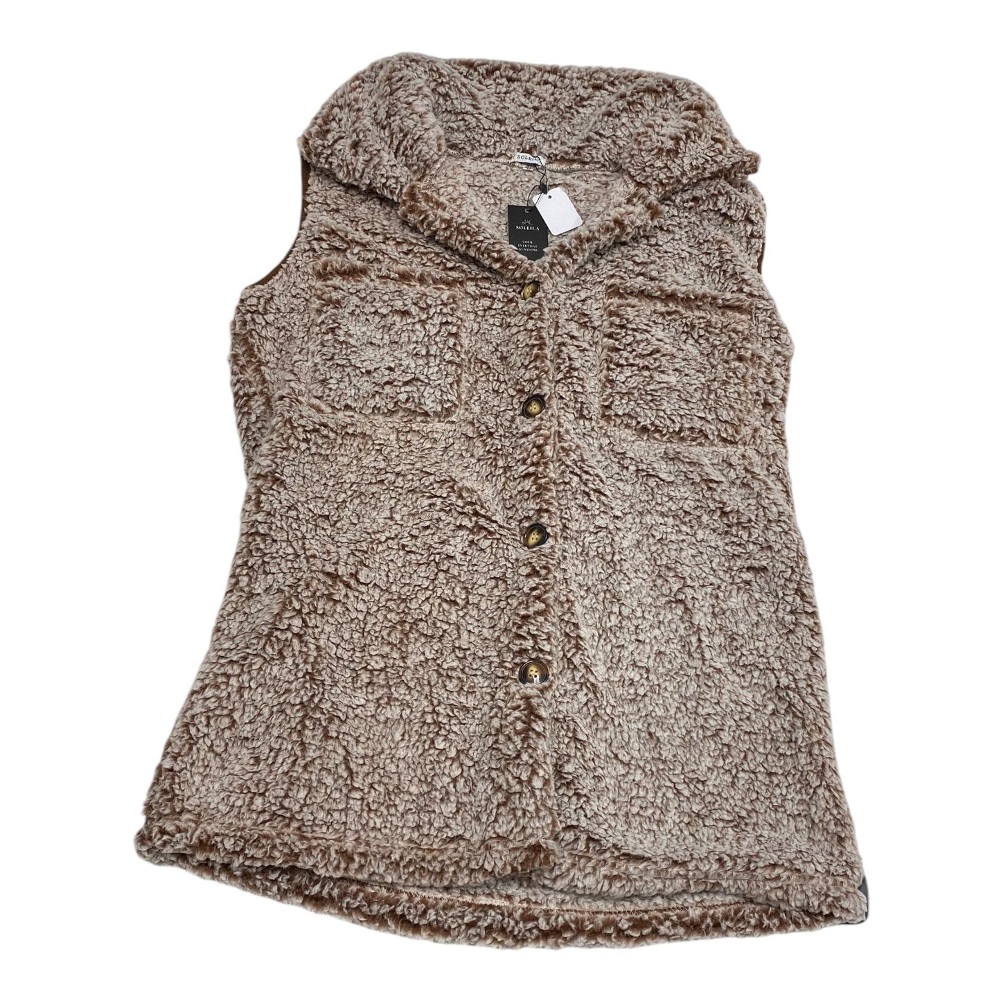 Vest Faux Fur & Sherpa By Soleila In Brown, Size: L