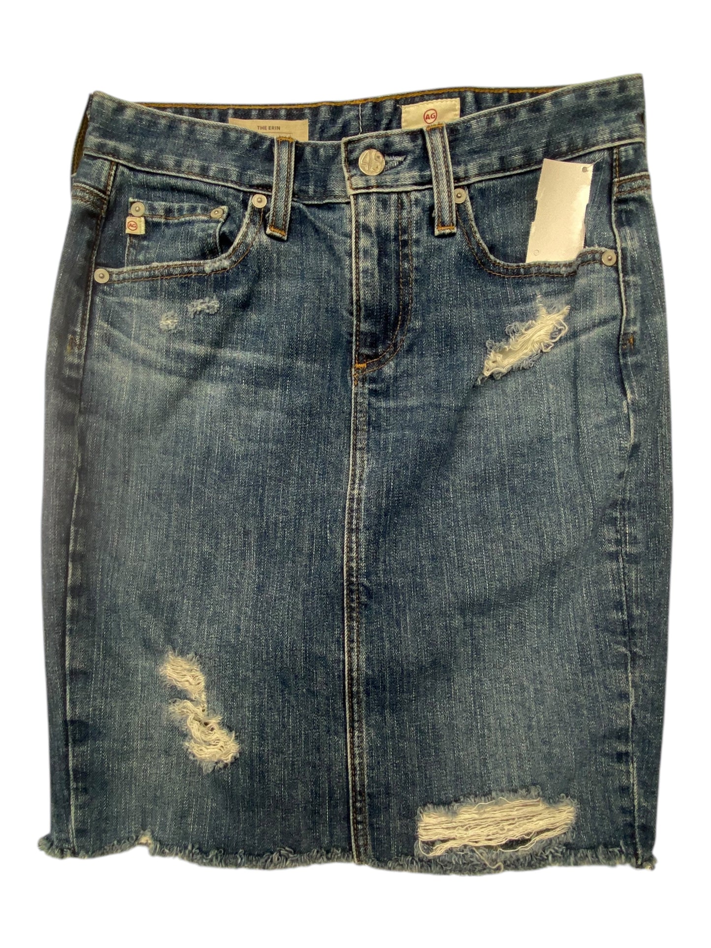 Skirt Midi By Adriano Goldschmied In Blue Denim, Size: 0