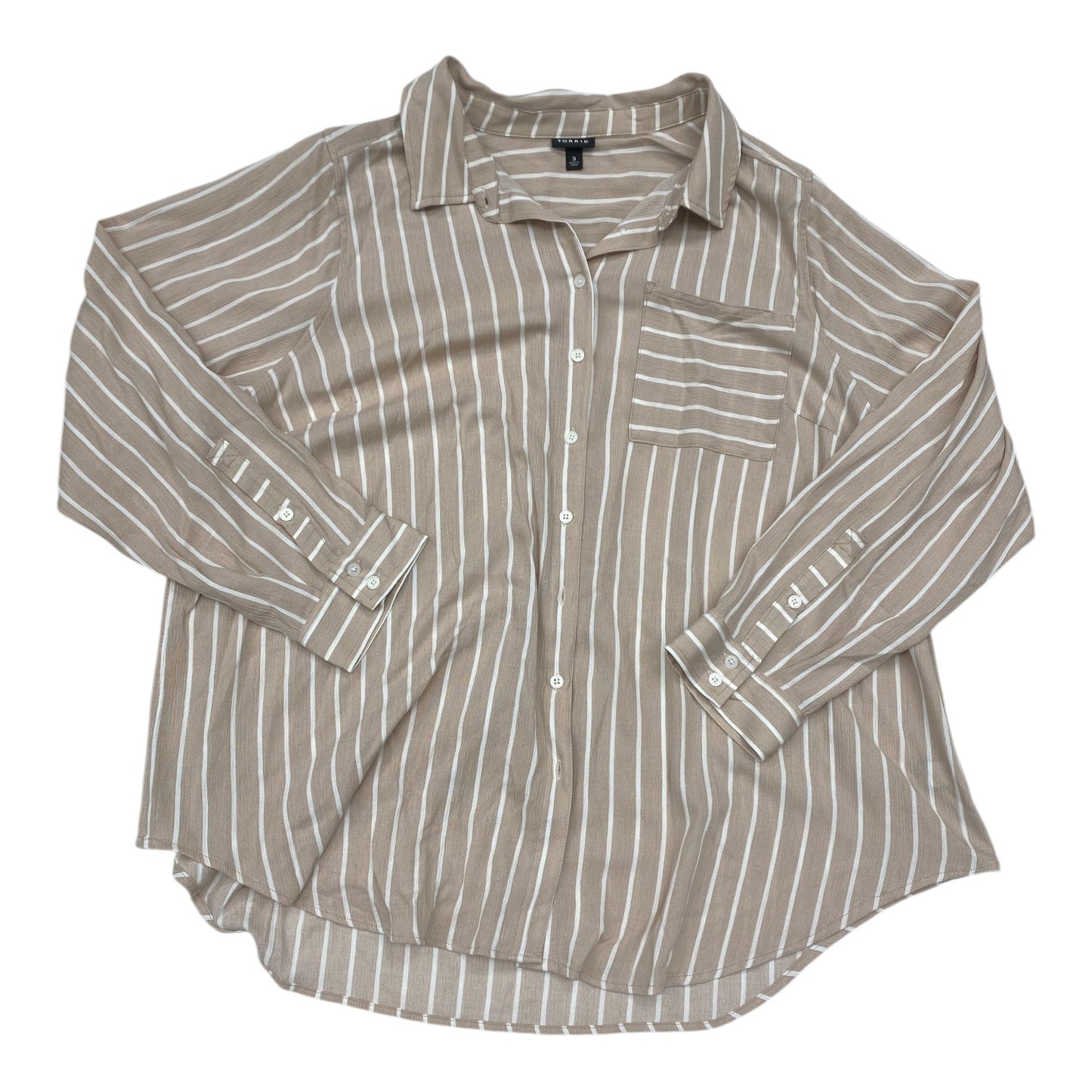 Top Long Sleeve By Torrid In Beige, Size: 3x