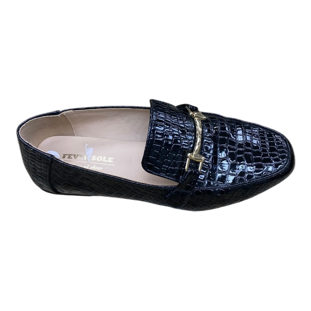 Shoes Flats By Cmc In Black & Gold, Size: 7.5