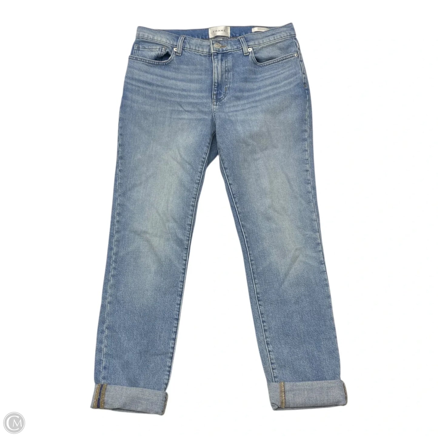 Jeans Straight By Frame In Blue Denim, Size: 4