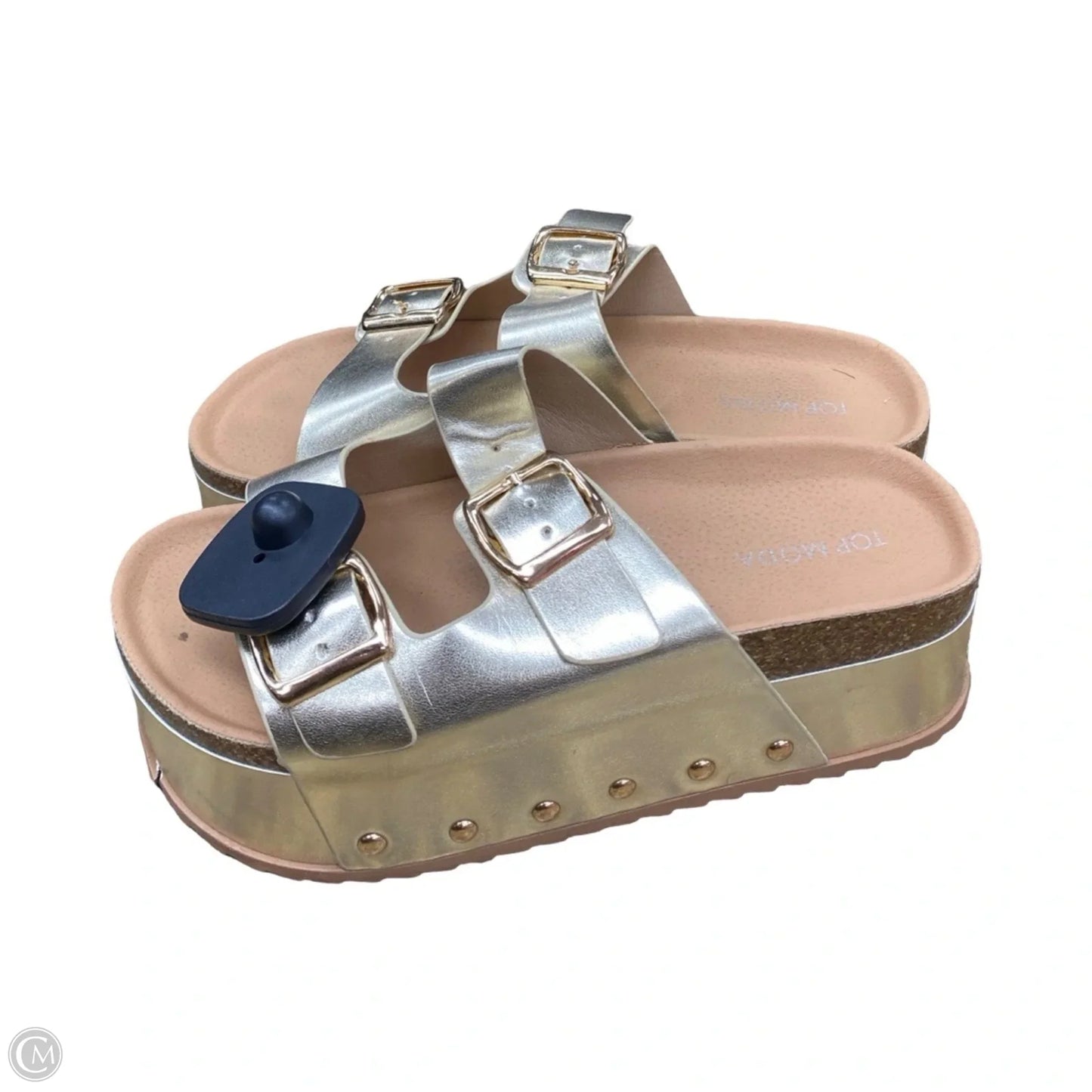 Sandals Heels Platform By Top Moda In Gold, Size: 8