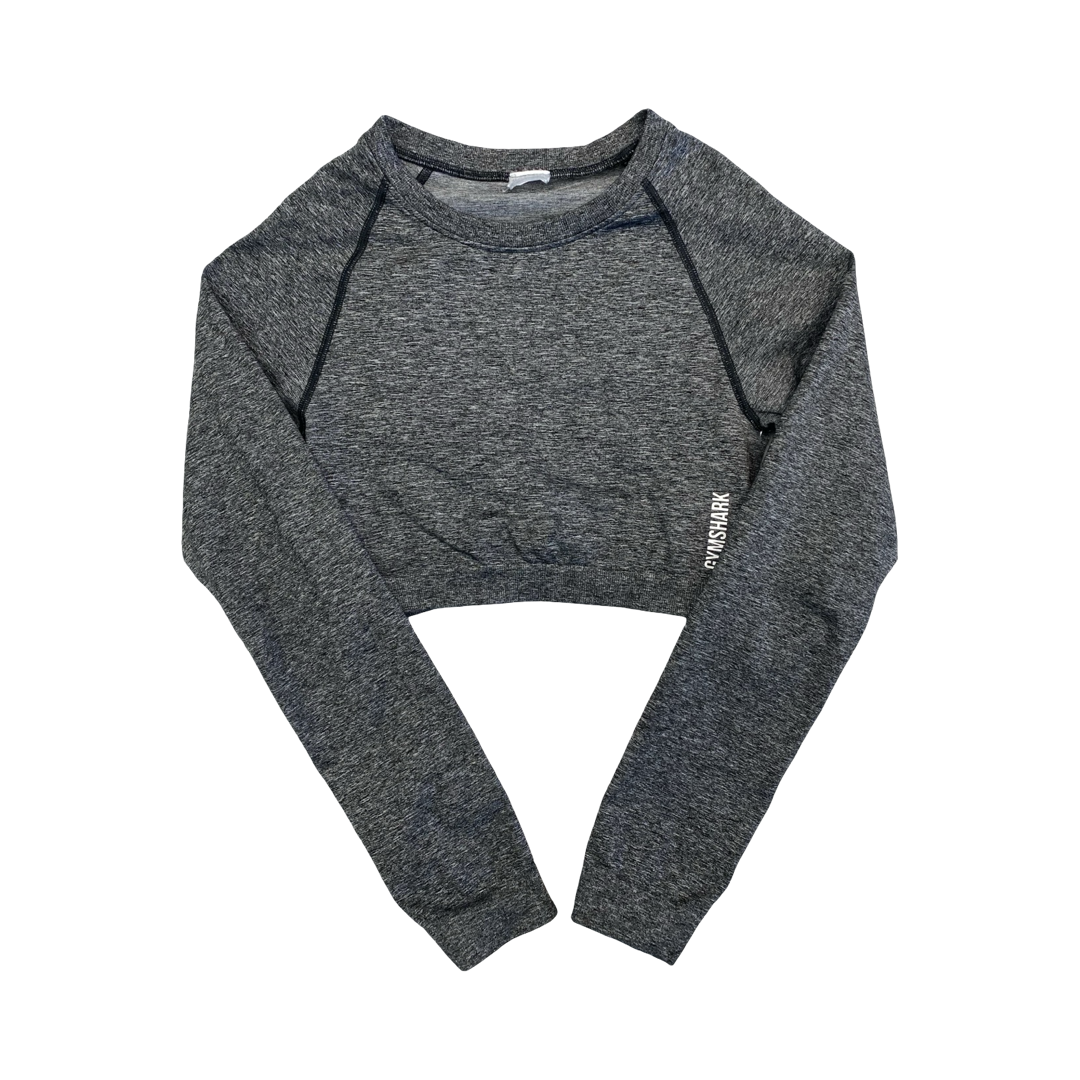 Athletic Top Ls Collar By Gym Shark In Grey, Size:M