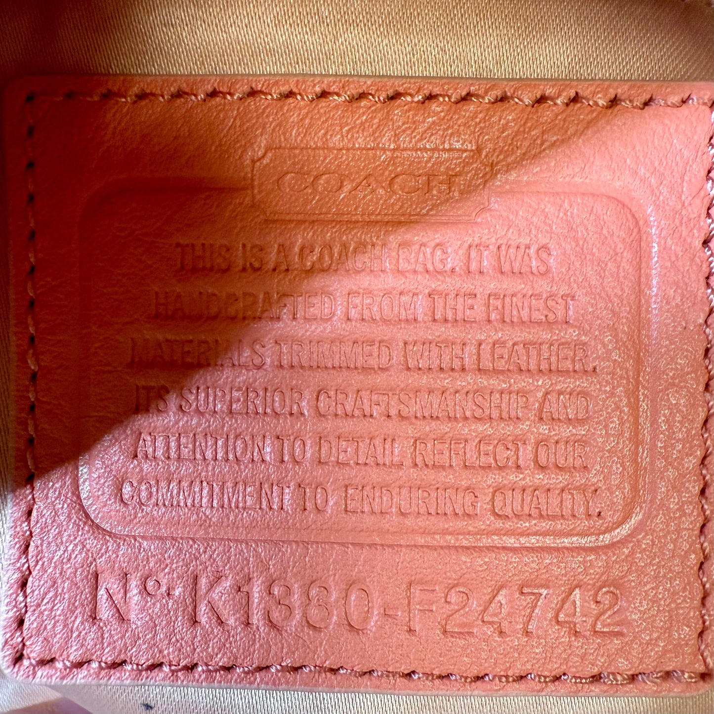 Campbell Hobo Signature C Logo Satchel Shoulder Bag By Coach In Khaki/Coral, Size: Medium