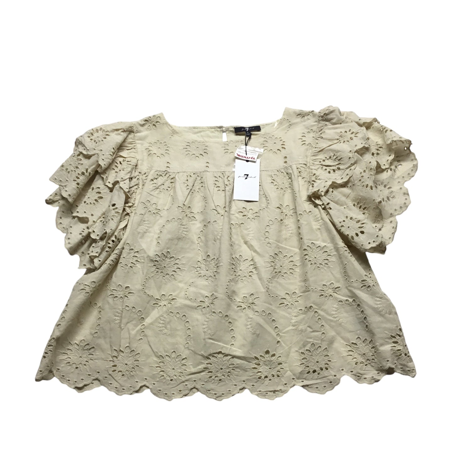 Top Short Sleeve By 7 For All Mankind In Cream, Size: L