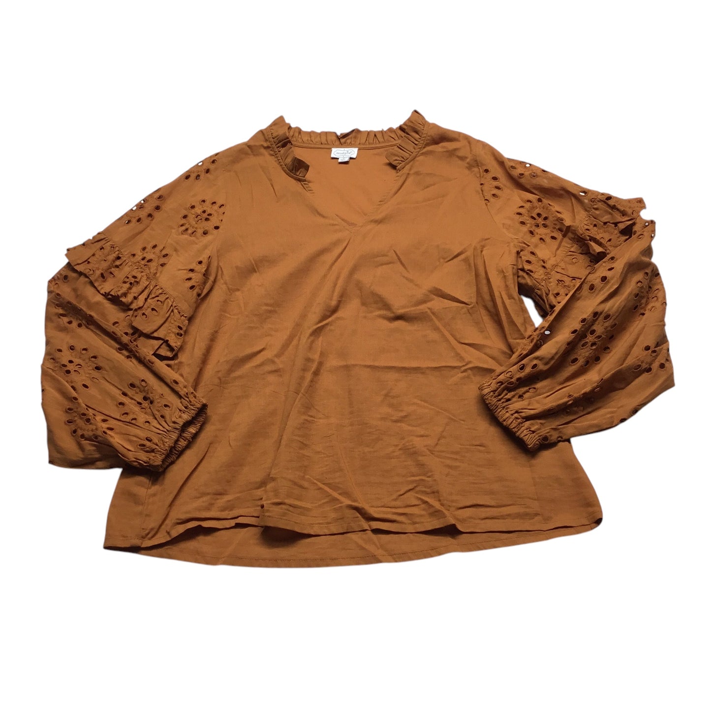 Top Long Sleeve By Mudpie In Brown, Size: S