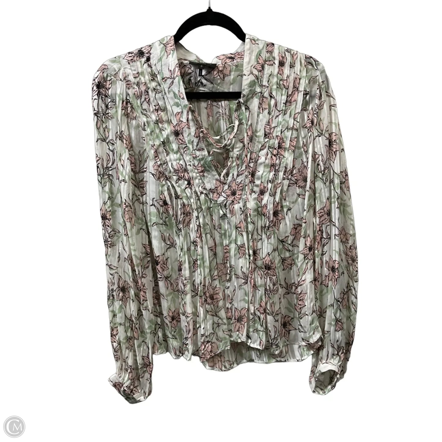 Top Long Sleeve By Rag And Bone In Green & Pink, Size: S