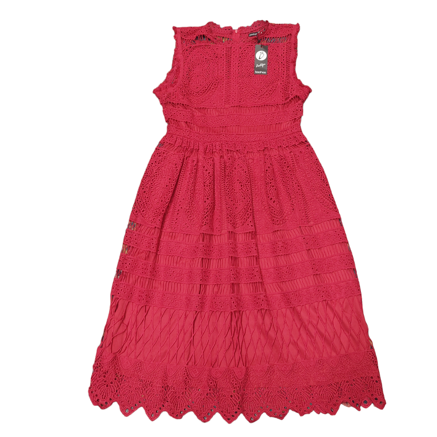 Red Dress Casual Midi Boohoo Boutique, Size M
