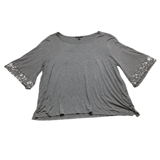 Grey Top Short Sleeve Cable And Gauge, Size 2x
