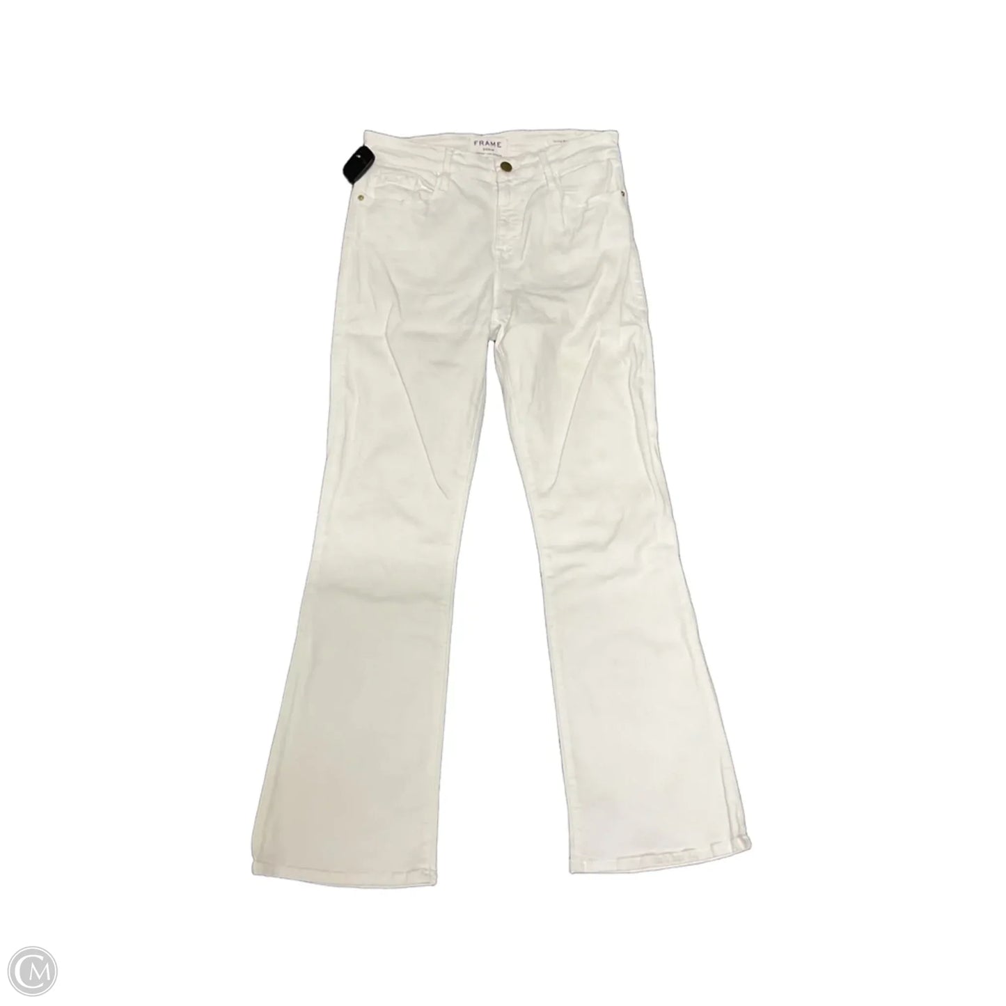 Jeans Boot Cut By Frame In White Denim, Size: 4