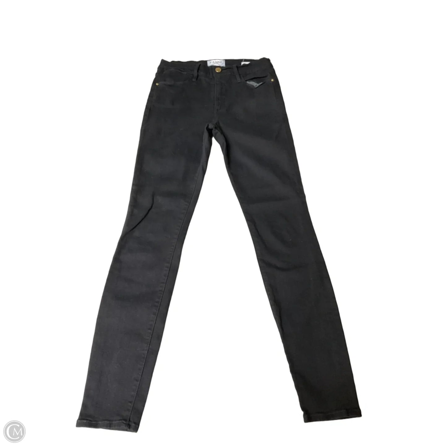 Jeans Skinny By Frame In Black Denim, Size: 4