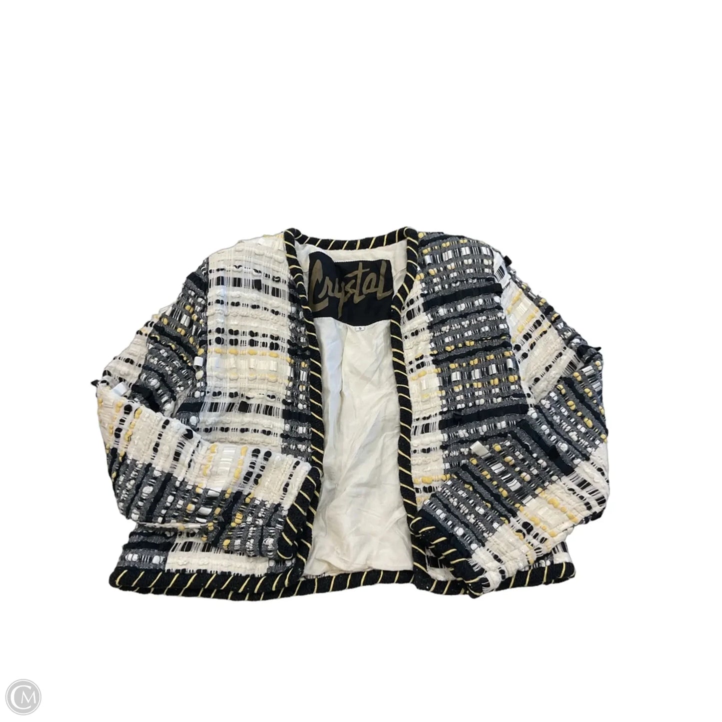 Jacket Puffer & Quilted By Crystal In Black & White, Size: S