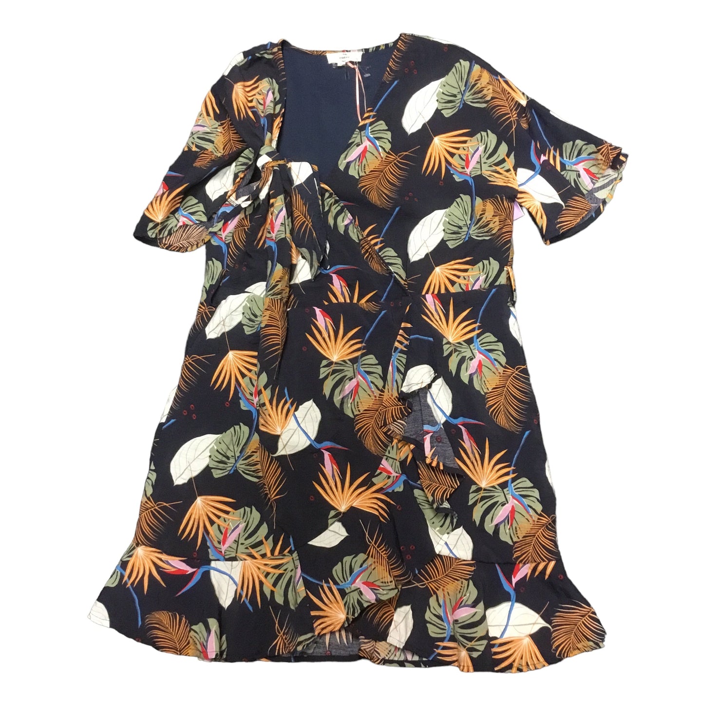 Tropical Print Dress Casual Short Entro, Size M