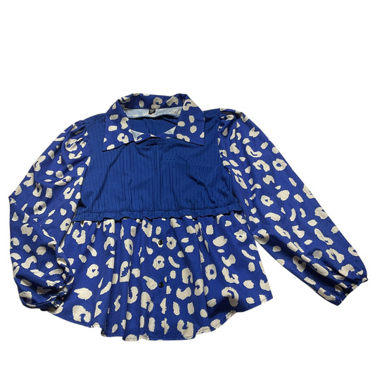 Top Long Sleeve By Shein In Blue & White, Size: 2x