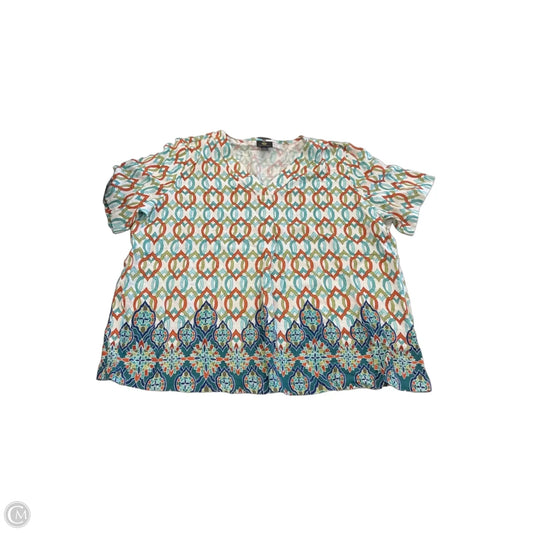 Top Short Sleeve By Jm Collections In Blue & Orange, Size: Xl