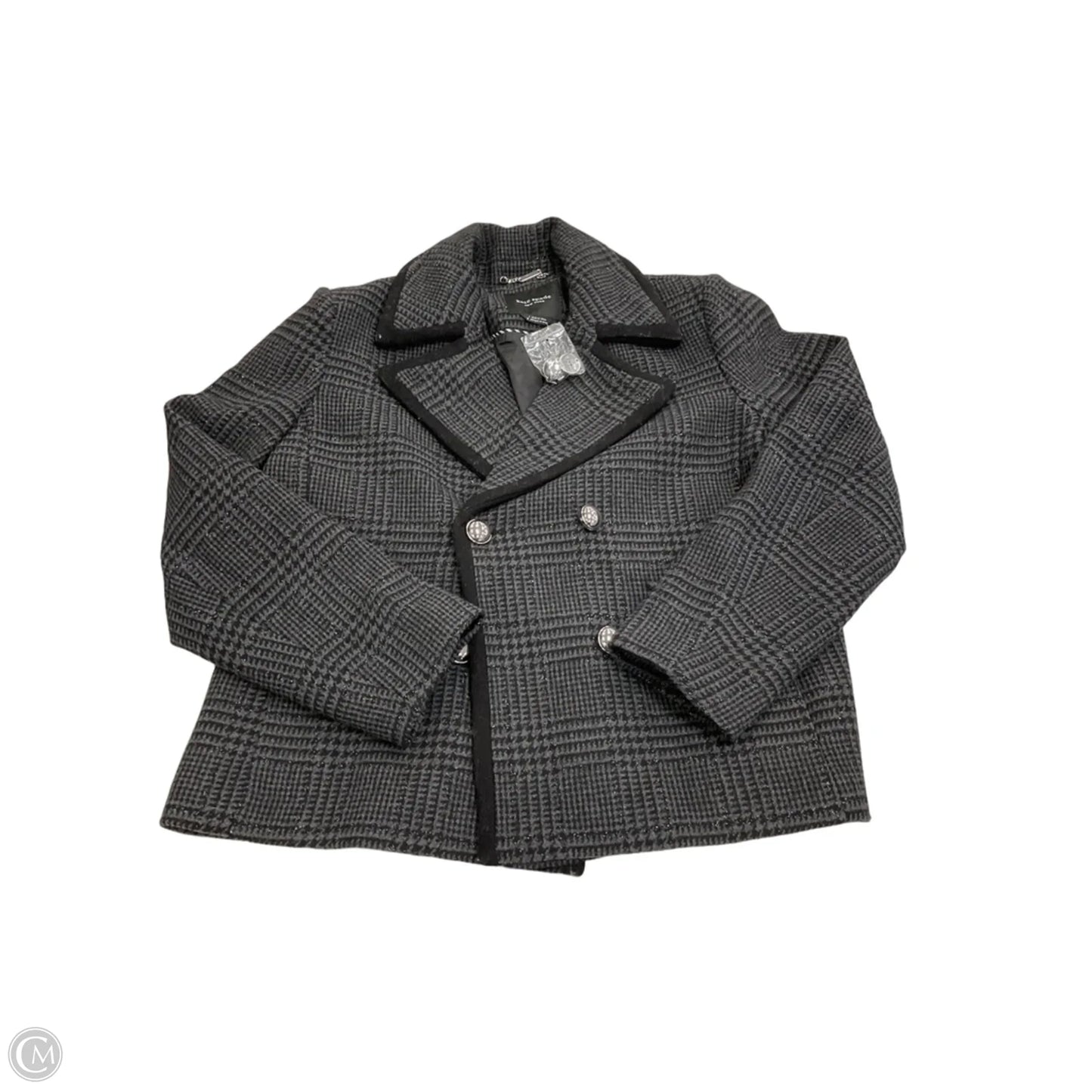 Coat Designer By Kate Spade In Black & Grey, Size: L