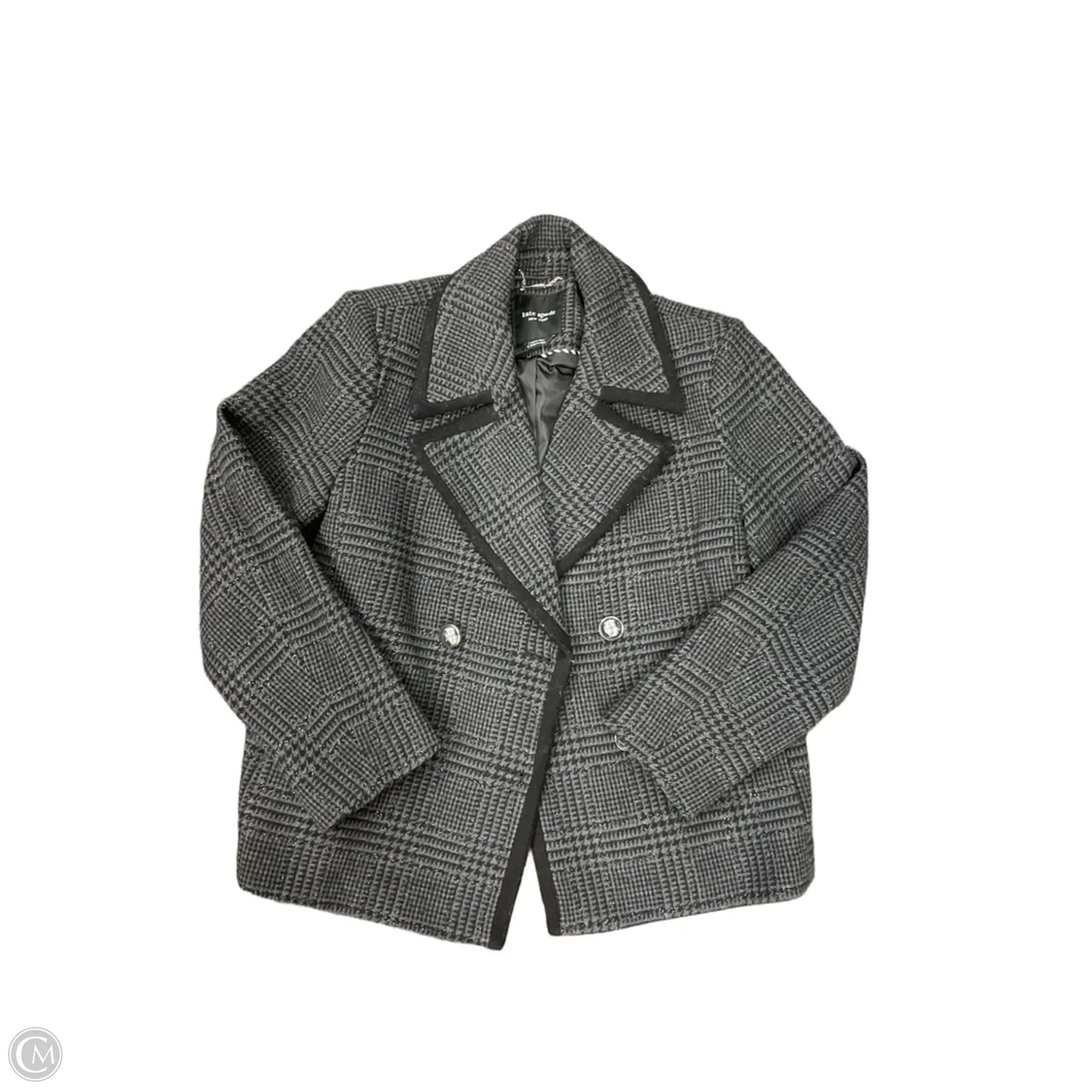 Jacket Designer By Kate Spade In Black & Grey, Size: L