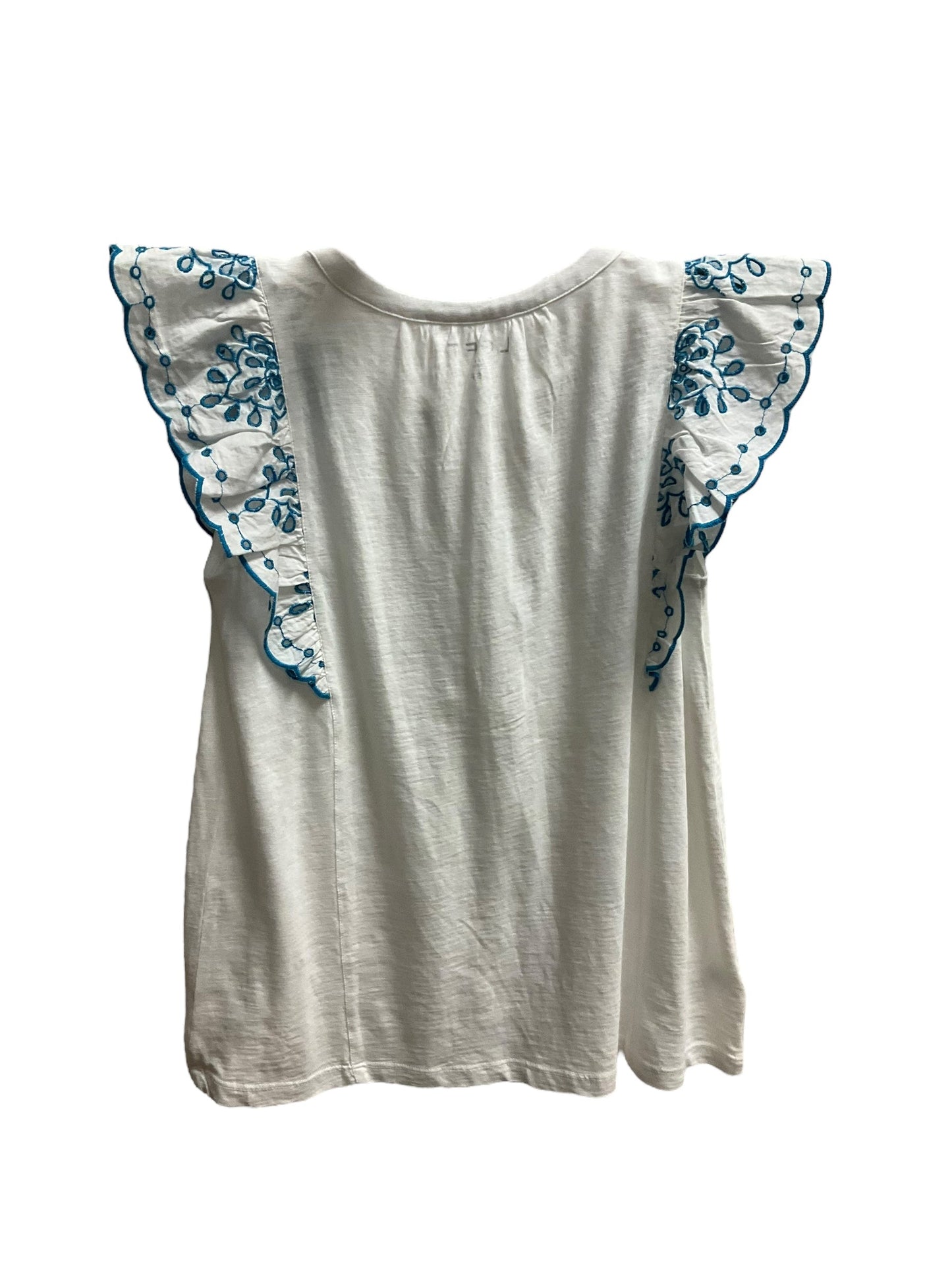 Blue & White Top Short Sleeve Loft, Size S