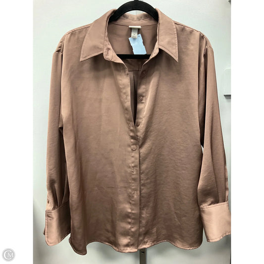 Top Long Sleeve Basic By A New Day In Tan, Size: M