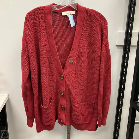 Sweater Cardigan By Loft In Red, Size: Xl