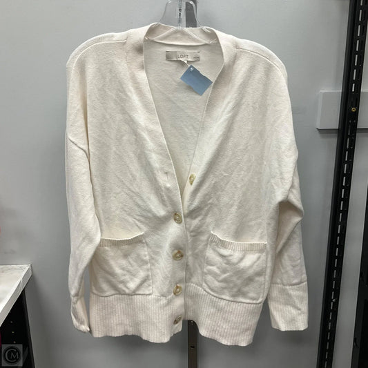 Sweater Cardigan By Loft In Cream, Size: Xlp
