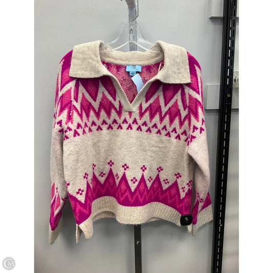 Sweater By Cece In Cream & Pink, Size: M