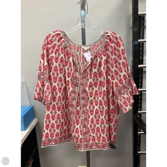 Top Short Sleeve By Max Studio In Red & White, Size: 1x