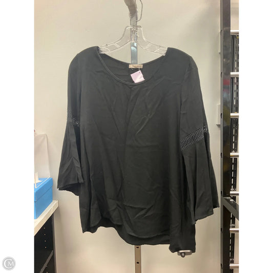 Top 3/4 Sleeve By Pleione In Black, Size: M