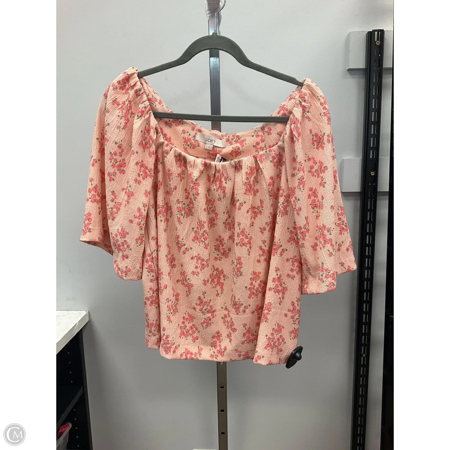 Top Short Sleeve By Loft In Peach, Size: L