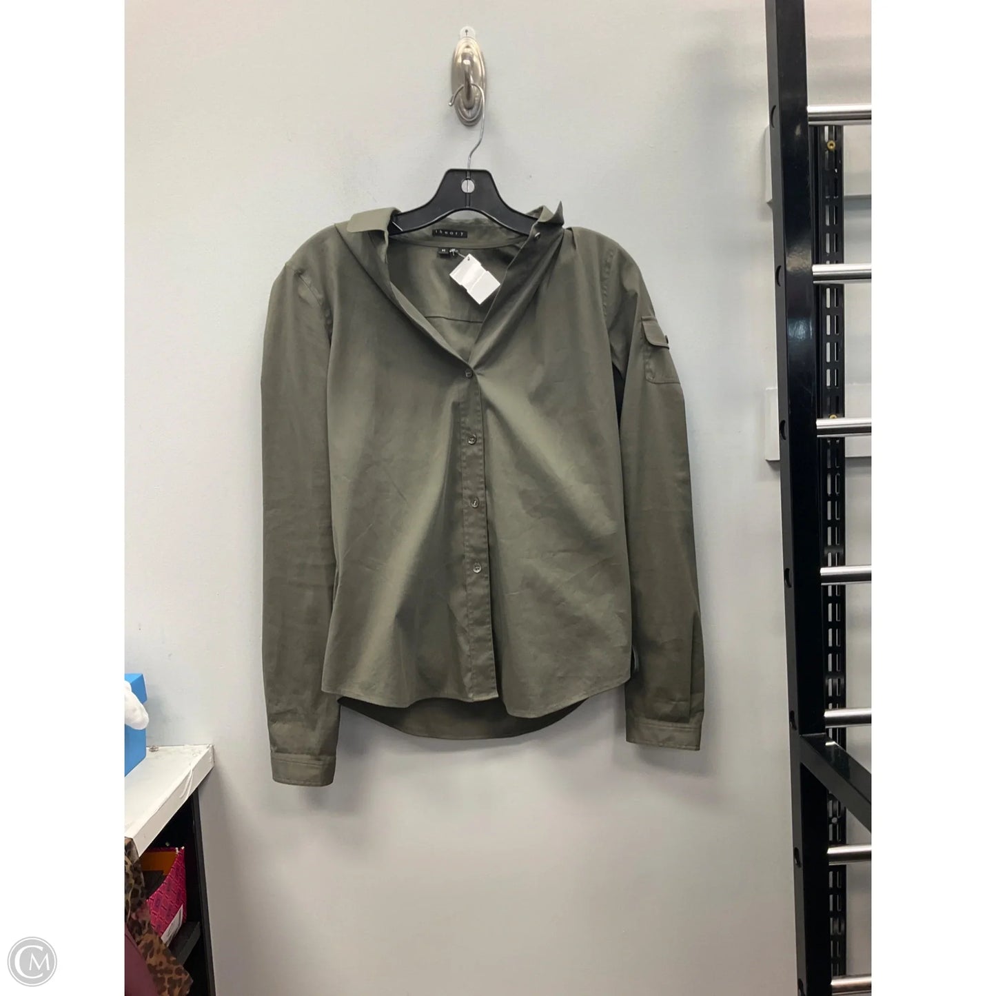 Top Long Sleeve Basic By Theory In Green, Size: M