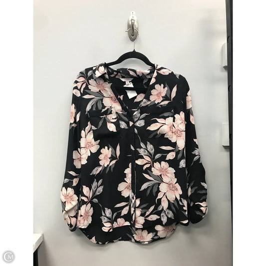 Top Long Sleeve Basic By Candies In Black & Pink, Size: M