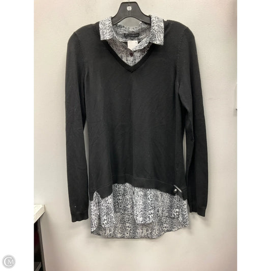 Top Long Sleeve By Adrianna Papell In Black & Grey, Size: S