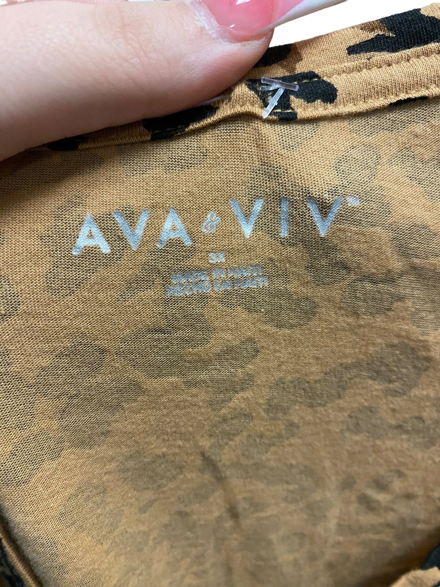 Animal Print Top Short Sleeve Ava & Viv, Size 3x