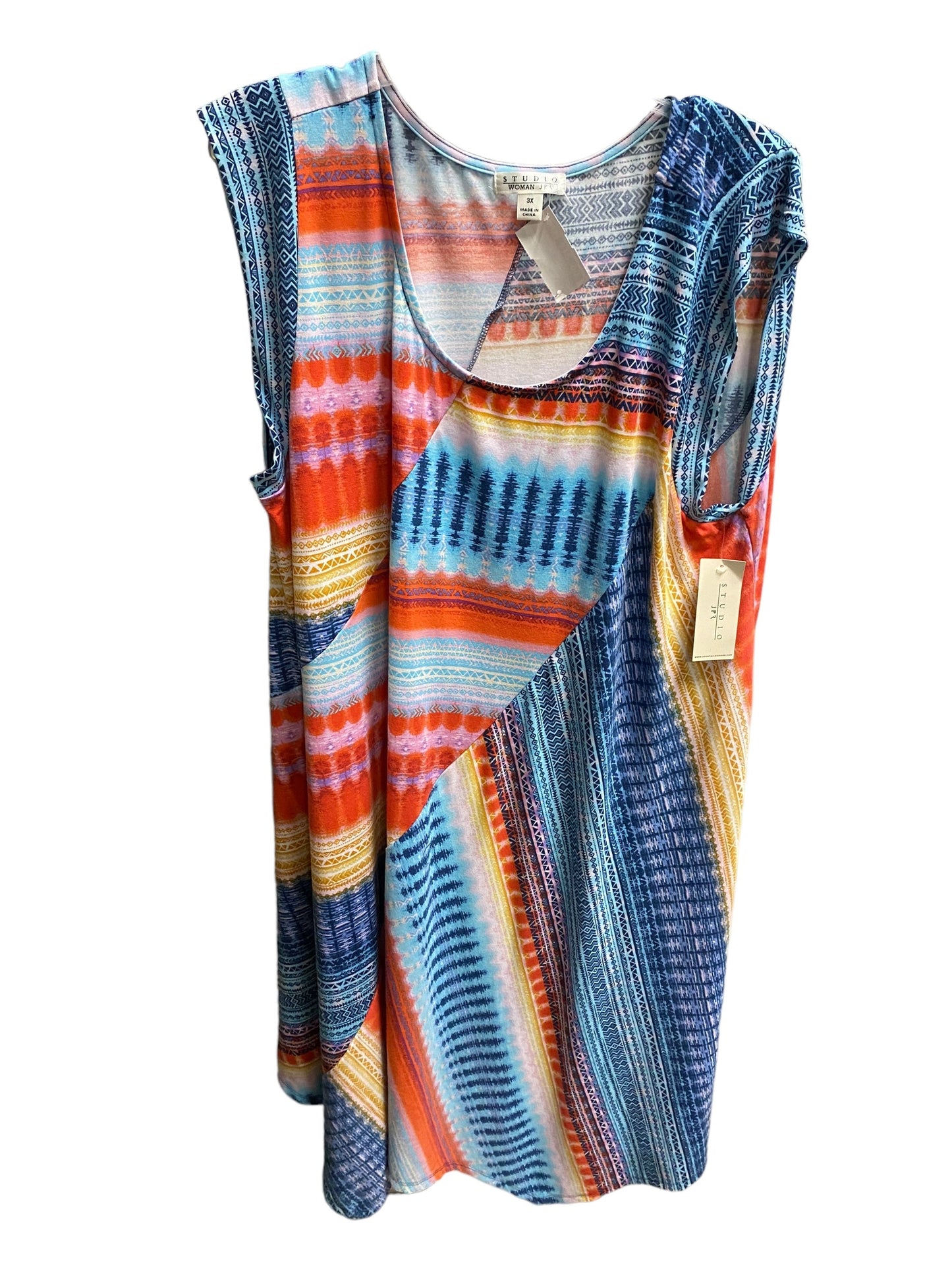 Multi-colored Dress Casual Short Studio Woman, Size 3x