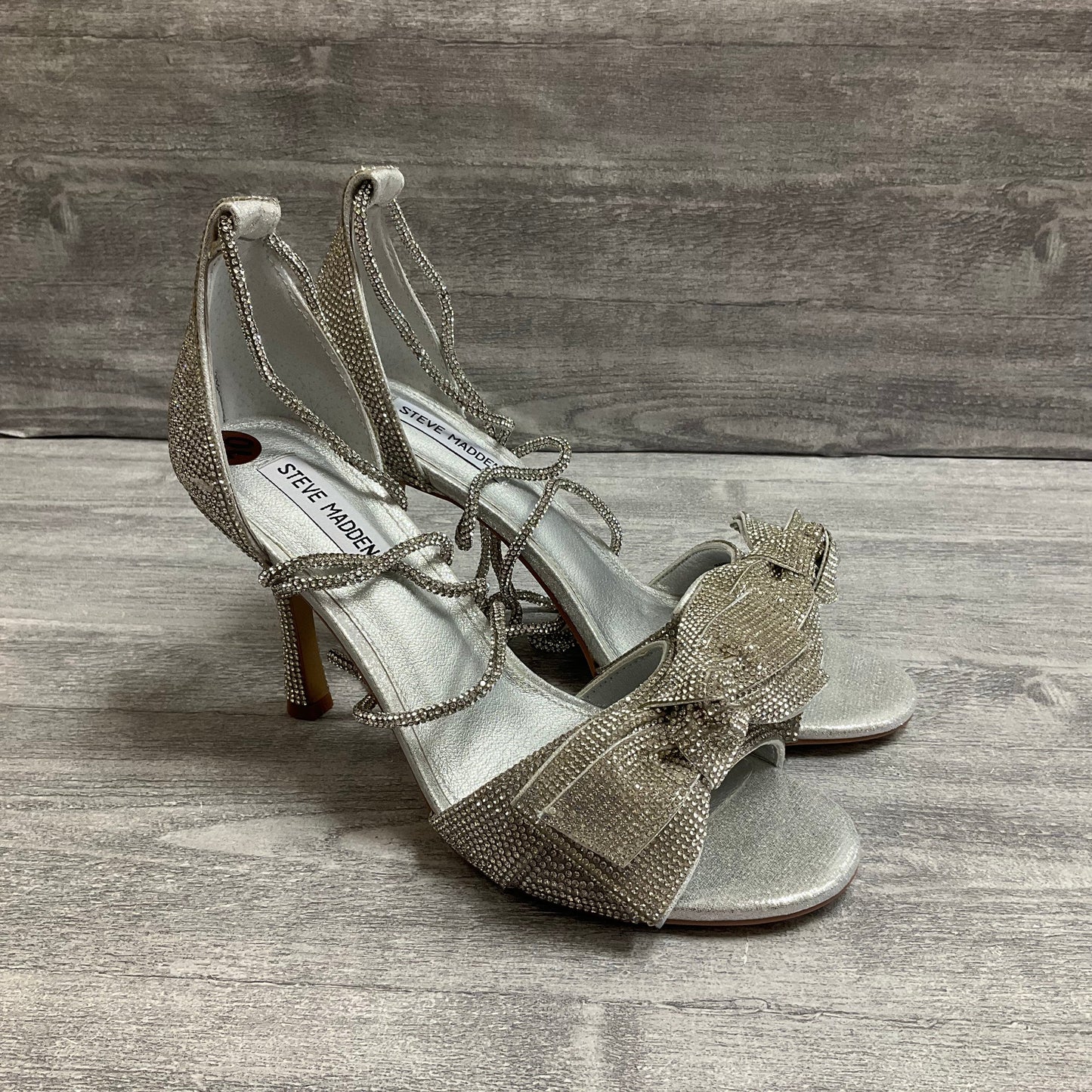 Shoes Heels Stiletto By Steve Madden In Silver, Size: 10