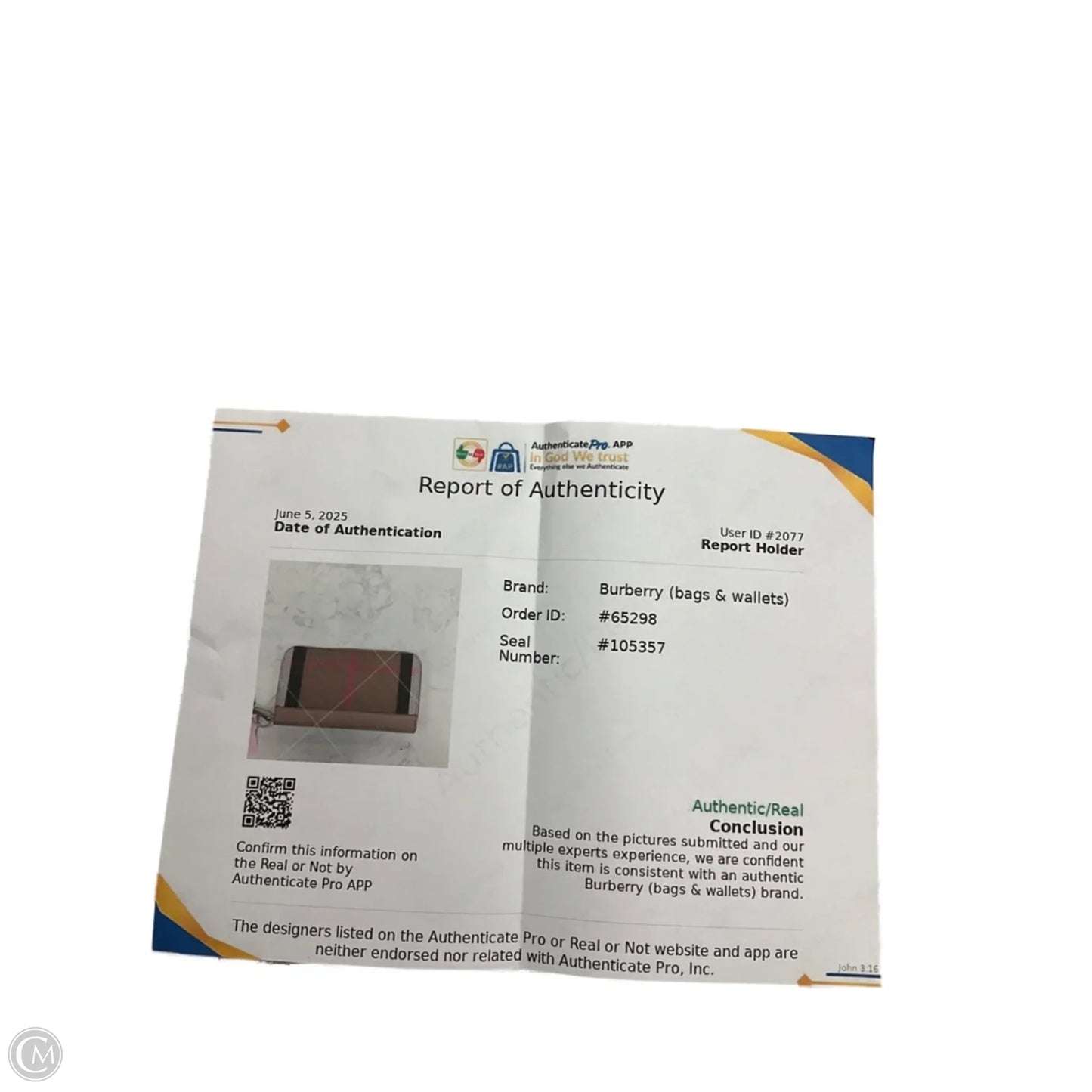 Wallet Luxury Designer By Burberry, Size: Large