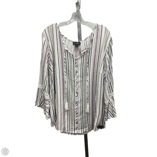 Top 3/4 Sleeve By I.N.Studio In Striped Pattern, Size: 2x