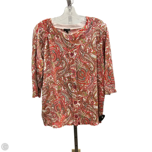 Sweater Cardigan By Talbots In Paisley Print, Size: 3x